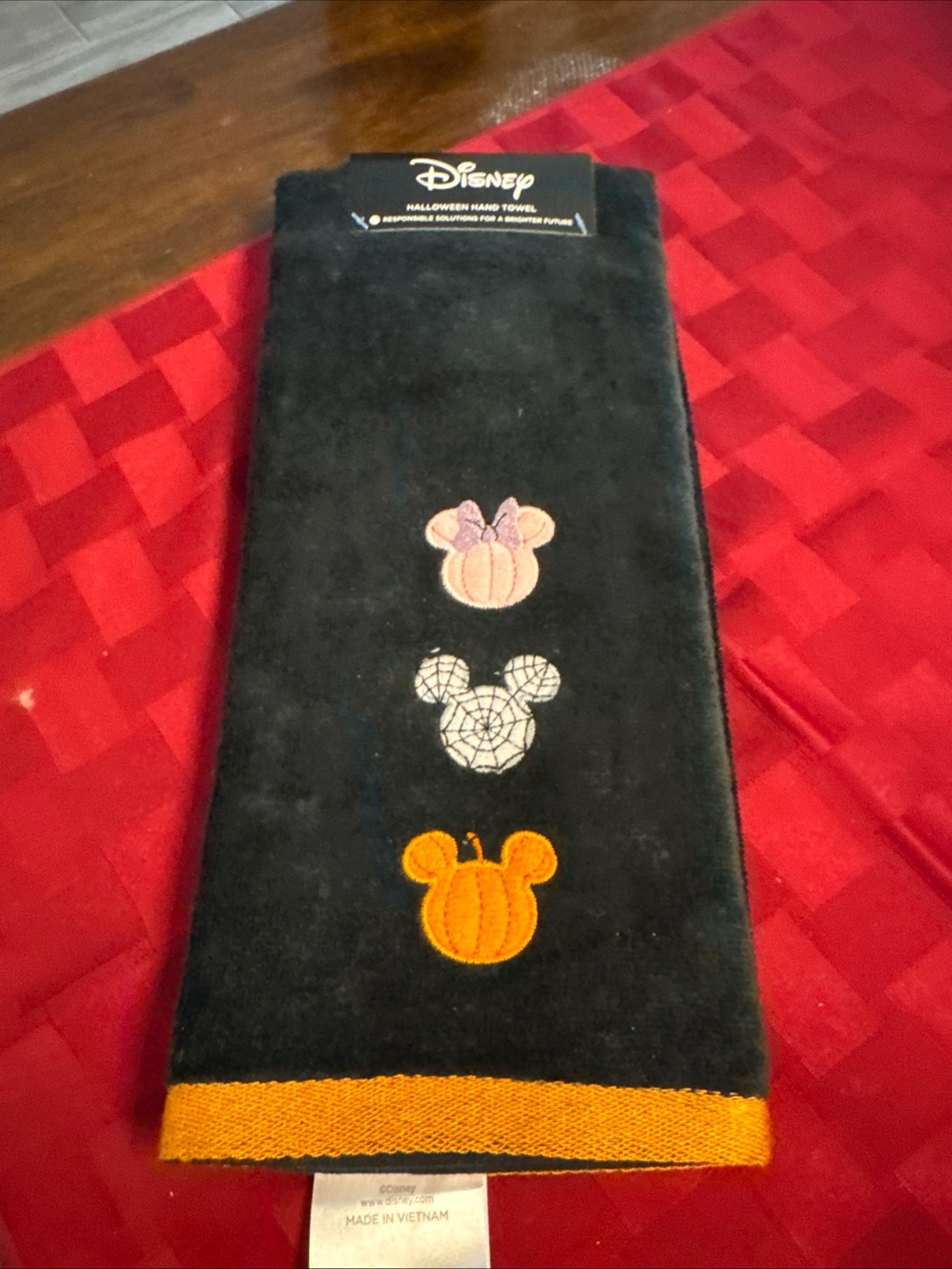 Disney Black and Orange Mickey Pumpkin Hand Towel